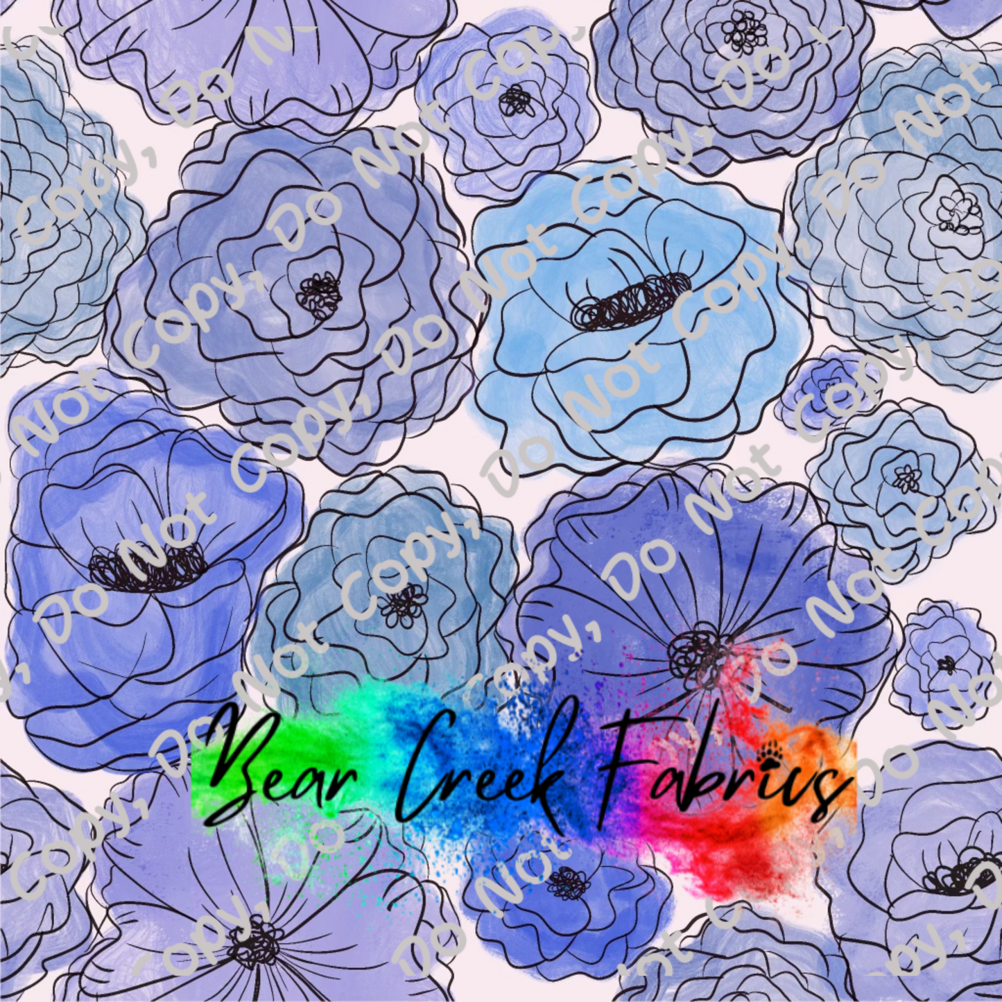 Blue Watercolor Floral