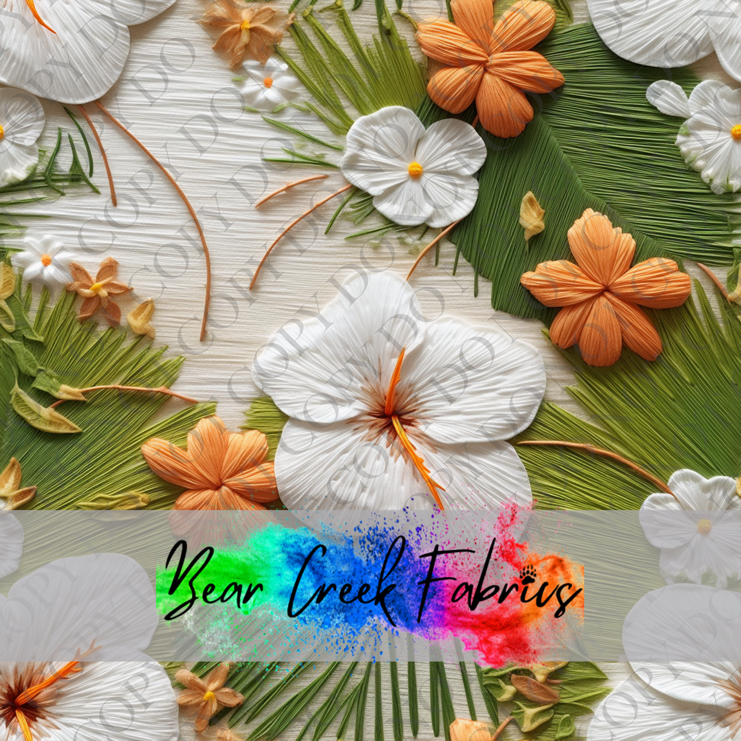 White Hibiscus Embroidery