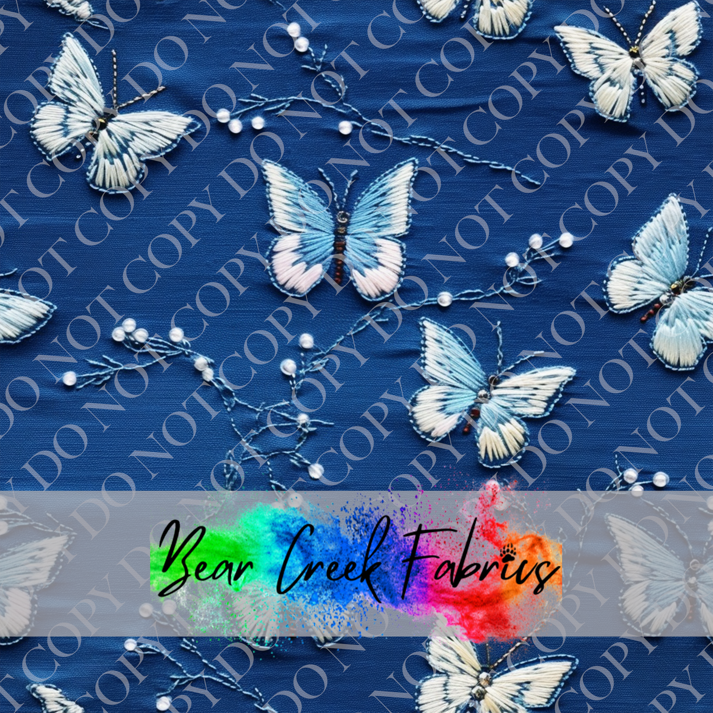 Blue Butterfly Embroidery