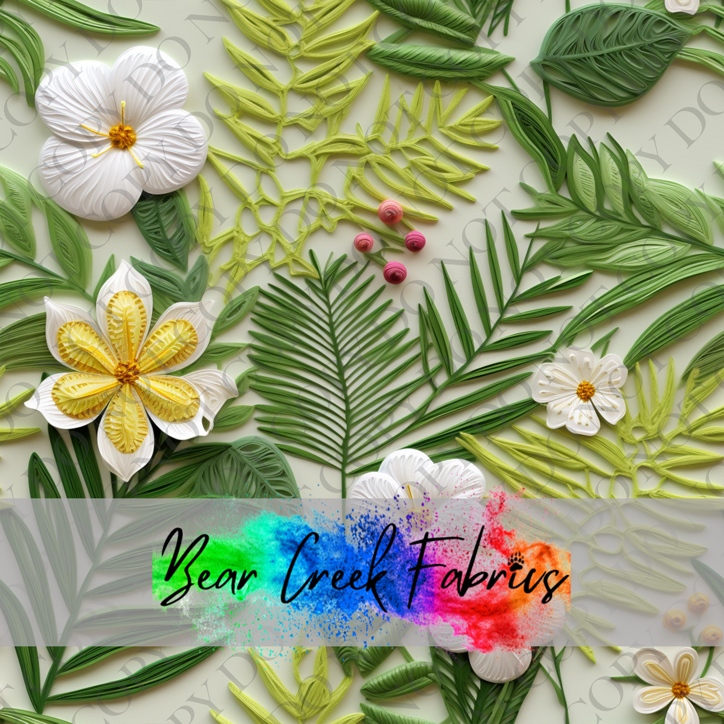 Tropical Palm Leaves Embroidery