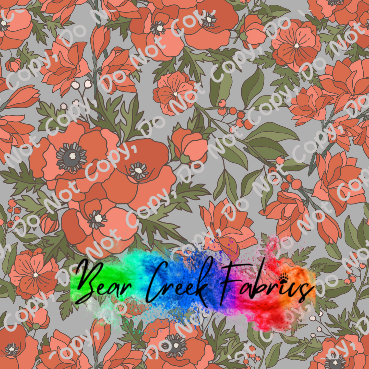 Red Gray Floral