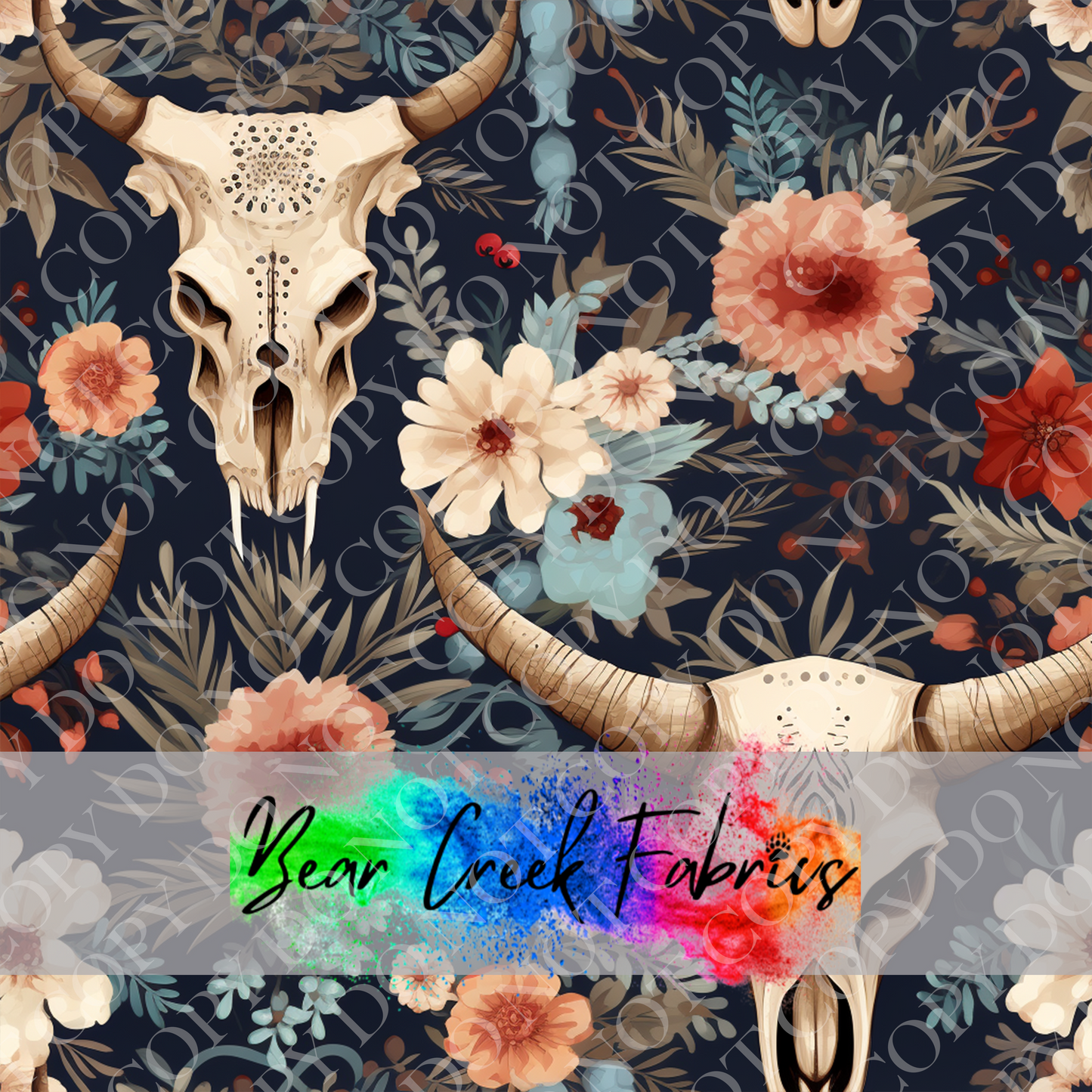 Floral Cow Skulls