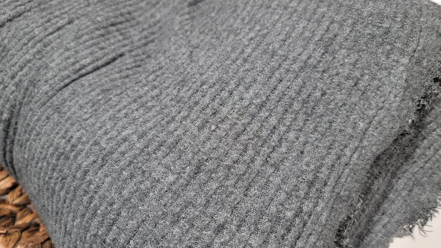 Charcoal Brushed Waffle Knit