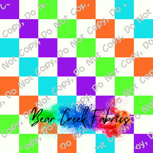 Neon Checkers on White