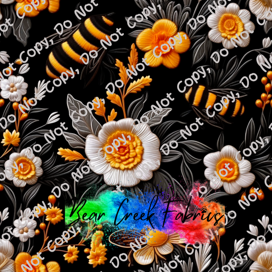 Bee Flowers Embroidery