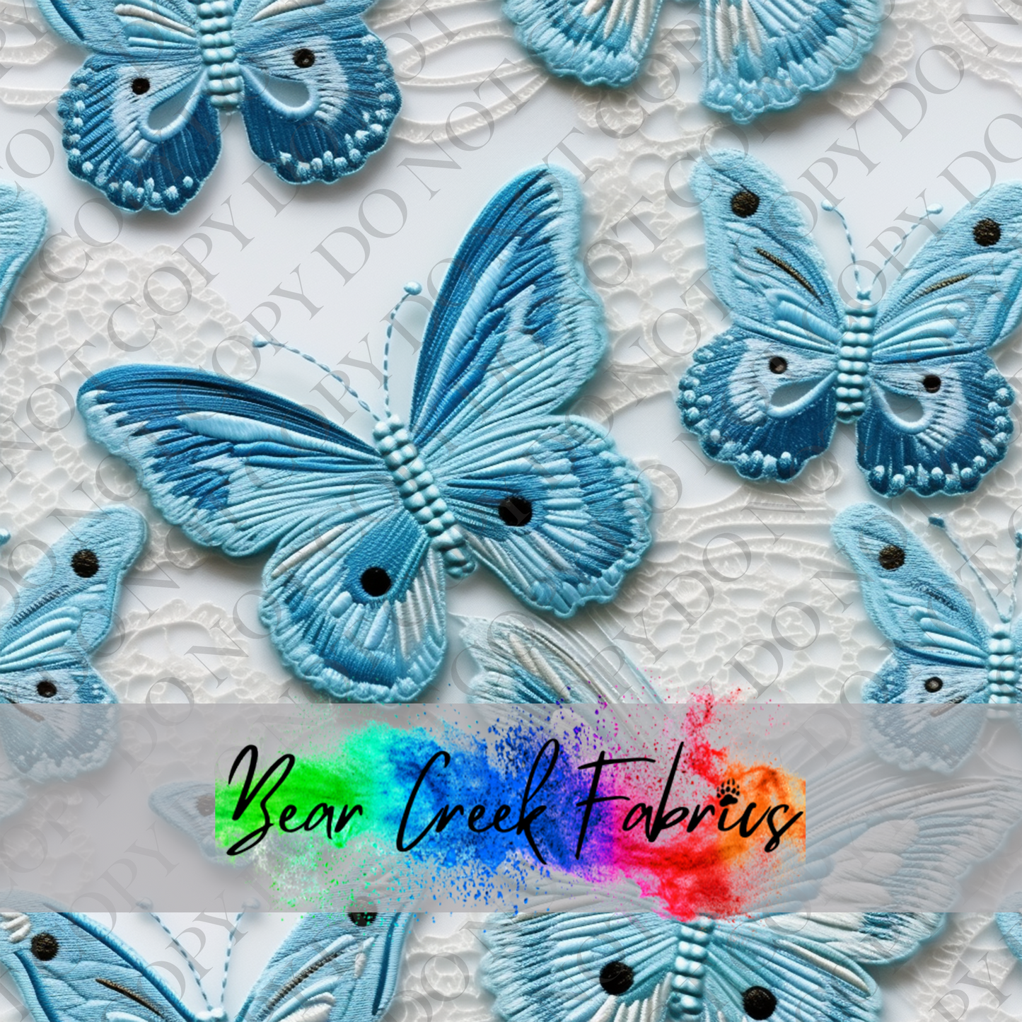 Blue Butterflies on Lace