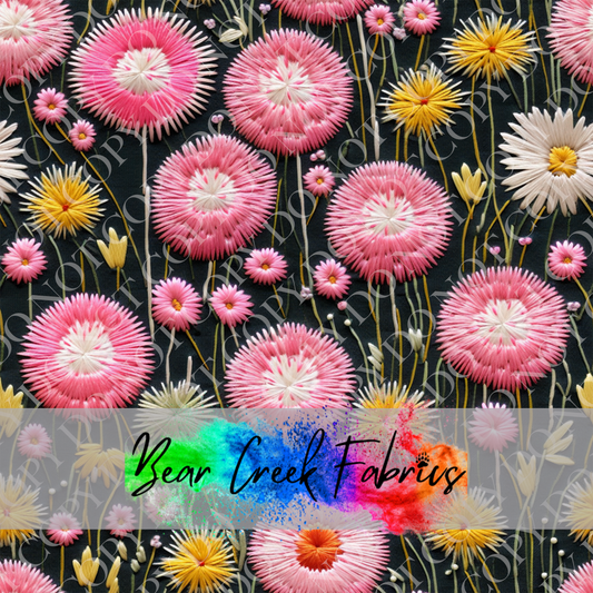 Pink Dandelion Embroidery