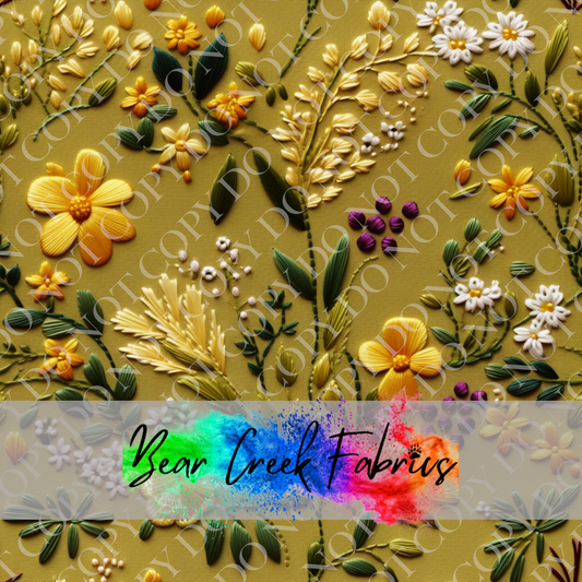 Embroidery Mustard Floral