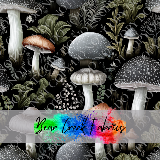 Monochrome Mushroom Embroidery