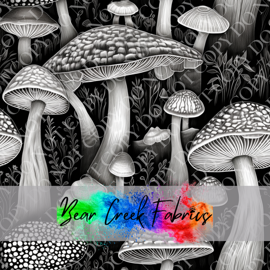 Monochrome Mushroom Embroidery 2