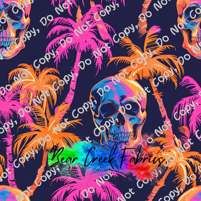 Neon Palm Skulls