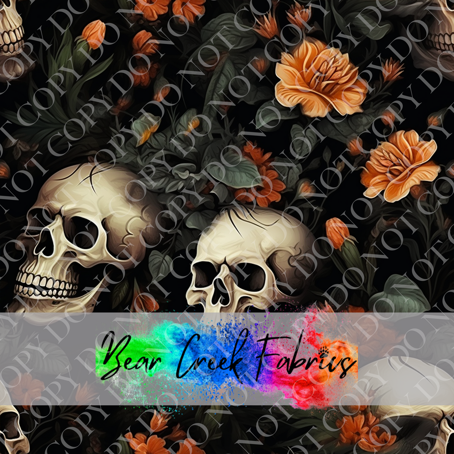 Orange Skulls Floral