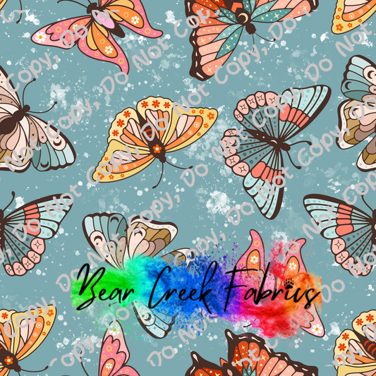 Retro Butterflies Teal